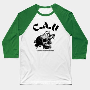 CAU (creepy and unexplained) Skull with spider Conspiracy t-shirt for all sizes and ages Baseball T-Shirt